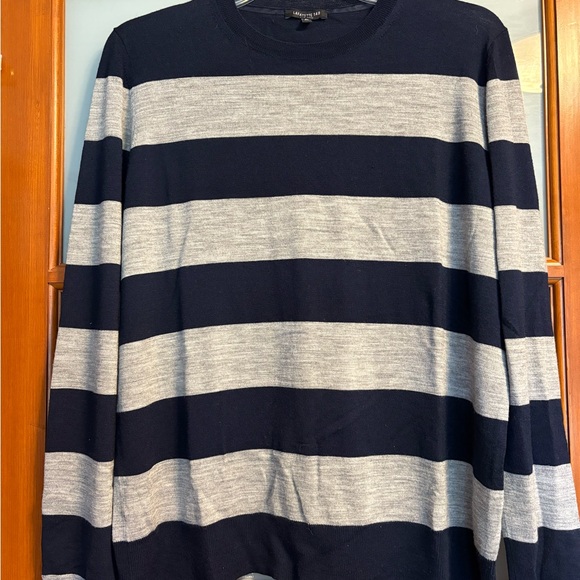 Lafayette 148 New York Navy and Gray Striped Sweater XL - Picture 1 of 5